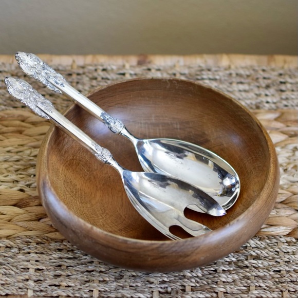 Vtg Godinger GSA Ornate Silver Plate Salad Servers Set Spoon & Fork - Picture 4 of 9